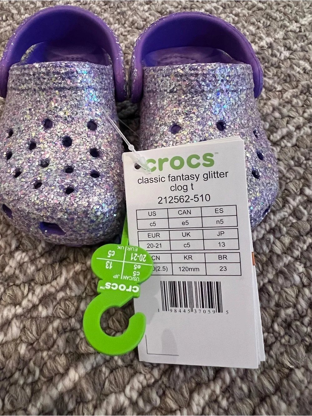 Toddler Classic Fantasy Purple Glitter Clog CROCS- size c5